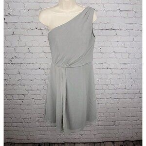NWD David's Bridal Mercury Chiffon One Shoulder Pleated Short Lined Dress Size 8